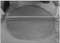 SCC with a slump of 29" (735mm) as tested by a slump flow test